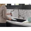 imageDELTA 19964ZSPSDDST Single Handle Pull Soap Dispenser and ShieldSpray Technology Kitchen Faucet 165 Inch SpotShield Brushed NickelBlack Stainless