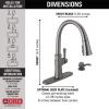 imageDELTA 19964ZSPSDDST Single Handle Pull Soap Dispenser and ShieldSpray Technology Kitchen Faucet 165 Inch SpotShield Brushed NickelBlack Stainless