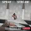 imageDELTA 19964ZSPSDDST Single Handle Pull Soap Dispenser and ShieldSpray Technology Kitchen Faucet 165 Inch SpotShield Brushed NickelBlack Stainless