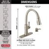 imageDELTA 19964ZSPSDDST Single Handle Pull Soap Dispenser and ShieldSpray Technology Kitchen Faucet 165 Inch SpotShield Brushed NickelSpotShield Brushed Nickel