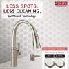 imageDELTA 19964ZSPSDDST Single Handle Pull Soap Dispenser and ShieldSpray Technology Kitchen Faucet 165 Inch SpotShield Brushed NickelSpotShield Brushed Nickel
