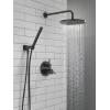 imageDelta Faucet Modern Raincan 2Setting Round Shower System Including Rain Shower Head and Handheld Spray Gold Rainfall Shower System Gold Shower Valve and Trim Kit Champagne Bronze 342702CZMatte Black
