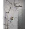 imageDelta Faucet Modern Raincan 2Setting Round Shower System Including Rain Shower Head and Handheld Spray Gold Rainfall Shower System Gold Shower Valve and Trim Kit Champagne Bronze 342702CZStainless