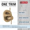 imageDelta Faucet Modern Raincan 2Setting Round Shower System Including Rain Shower Head and Handheld Spray Gold Rainfall Shower System Gold Shower Valve and Trim Kit Champagne Bronze 342702CZChampagne Bronze