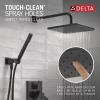 imageDelta Faucet Modern Raincan 2Setting Square Shower System Including Rain Shower Head and Handheld Spray Gold Rainfall Shower System Gold Shower Valve and Trim Kit Champagne Bronze 342701CZMatte Black