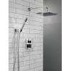 imageDelta Faucet Modern Raincan 2Setting Square Shower System Including Rain Shower Head and Handheld Spray Gold Rainfall Shower System Gold Shower Valve and Trim Kit Champagne Bronze 342701CZChrome