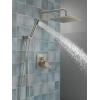 imageDelta Faucet Modern Raincan 2Setting Square Shower System Including Rain Shower Head and Handheld Spray Gold Rainfall Shower System Gold Shower Valve and Trim Kit Champagne Bronze 342701CZChampagne Bronze
