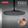 imageDelta Faucet SingleSpray Raincan Shower Head Black Shower Head Rainfall Shower Head Round Shower Head Metal Shower Head 25 GPM Flow Rate Matte Black 52158BL25