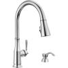 imageDelta Faucet Capertee Black Kitchen Faucet with Soap Dispenser Kitchen Faucets with Pull Down Sprayer Kitchen Sink Faucet with Magnetic Docking Spray Head Matte Black 19877ZBLSDDSTChrome