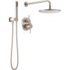 imageDelta Faucet Modern Raincan 2Setting Round Shower System Including Rain Shower Head and Handheld Spray Gold Rainfall Shower System Gold Shower Valve and Trim Kit Champagne Bronze 342702CZStainless