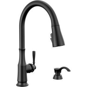 imageDelta Faucet Capertee Black Kitchen Faucet with Soap Dispenser Kitchen Faucets with Pull Down Sprayer Kitchen Sink Faucet with Magnetic Docking Spray Head Matte Black 19877ZBLSDDSTMatte Black