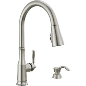 imageDelta Faucet Capertee Black Kitchen Faucet with Soap Dispenser Kitchen Faucets with Pull Down Sprayer Kitchen Sink Faucet with Magnetic Docking Spray Head Matte Black 19877ZBLSDDSTSpotshield Stainless