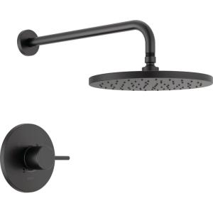 imageDelta Faucet Modern Raincan Round SingleFunction Shower Valve Trim Kit Black Shower Faucet Set Rainfall Shower Head Black Delta Shower Trim Kit Matte Black T14269BLPP Valve Not Included