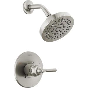imageDelta Faucet Saylor 14 Series Black Shower Valve Trim Kit Delta Shower System Shower Faucet Set Black Shower Fixture Shower Head and Handle Set Matte Black T14235BL Valve Not IncludedStainless