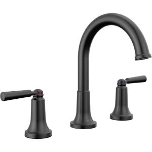 imageDelta Faucet Saylor Gold Widespread Bathroom Faucet 3 Hole Gold Bathroom Faucets Bathroom Sink Faucet with Diamond Seal Technology Metal Drain Assembly Champagne Bronze 3535CZMPUDSTMatte Black