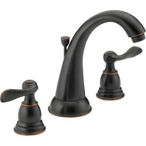 imageDelta Faucet Windemere Widespread Bathroom Faucet Oil Rubbed Bronze Bathroom Sink Faucet 3 Hole Bathroom Faucet Metal Drain Assembly Oil Rubbed Bronze B3596LFOBOil Rubbed Bronze