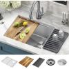 imageDELTA FAUCET 95A93225SSS Lorelai Workstation Kitchen Sink Dropin Top Mount Stainless Steel Single Bowl with WorkFlow Ledge and Chefs Kit of 5 Accessories23in