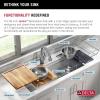imageDELTA FAUCET 95A93225SSS Lorelai Workstation Kitchen Sink Dropin Top Mount Stainless Steel Single Bowl with WorkFlow Ledge and Chefs Kit of 5 Accessories45in