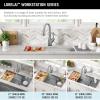 imageDELTA FAUCET 95A93225SSS Lorelai Workstation Kitchen Sink Dropin Top Mount Stainless Steel Single Bowl with WorkFlow Ledge and Chefs Kit of 5 Accessories32in