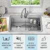 imageDELTA FAUCET 95A93225SSS Lorelai Workstation Kitchen Sink Dropin Top Mount Stainless Steel Single Bowl with WorkFlow Ledge and Chefs Kit of 5 Accessories33in