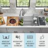 imageDELTA FAUCET 95A93225SSS Lorelai Workstation Kitchen Sink Dropin Top Mount Stainless Steel Single Bowl with WorkFlow Ledge and Chefs Kit of 5 Accessories45in