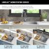 imageDELTA FAUCET 95A93225SSS Lorelai Workstation Kitchen Sink Dropin Top Mount Stainless Steel Single Bowl with WorkFlow Ledge and Chefs Kit of 5 Accessories33in