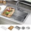 imageDELTA FAUCET 95A93225SSS Lorelai Workstation Kitchen Sink Dropin Top Mount Stainless Steel Single Bowl with WorkFlow Ledge and Chefs Kit of 5 Accessories33in