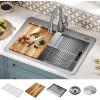 imageDELTA FAUCET 95A93225SSS Lorelai Workstation Kitchen Sink Dropin Top Mount Stainless Steel Single Bowl with WorkFlow Ledge and Chefs Kit of 5 Accessories30in