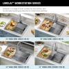 imageDELTA FAUCET 95A93225SSS Lorelai Workstation Kitchen Sink Dropin Top Mount Stainless Steel Single Bowl with WorkFlow Ledge and Chefs Kit of 5 Accessories33in