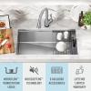 imageDELTA FAUCET 95A93225SSS Lorelai Workstation Kitchen Sink Dropin Top Mount Stainless Steel Single Bowl with WorkFlow Ledge and Chefs Kit of 5 Accessories32in