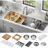 imageDELTA FAUCET 95A93225SSS Lorelai Workstation Kitchen Sink Dropin Top Mount Stainless Steel Single Bowl with WorkFlow Ledge and Chefs Kit of 5 Accessories45in