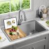 imageDELTA FAUCET 95A93225SSS Lorelai Workstation Kitchen Sink Dropin Top Mount Stainless Steel Single Bowl with WorkFlow Ledge and Chefs Kit of 5 Accessories33in