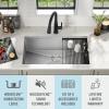imageDELTA FAUCET DELTA Rivet 32Inch Workstation Kitchen Sink Undermount 16 Gauge Stainless Steel Single Bowl with WorkFlow Ledge and Chefs Kit of 6 Accessories 95B93132SSS