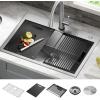 imageDELTA FAUCET DELTA Rivet 33Inch Workstation Kitchen Sink DropIn Top Mount 16 Gauge Stainless Steel Single Bowl with WorkFlow Ledge and Chefs Kit of 5 Accessories 95A93133SSSStainless Steel