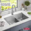 imageDELTA FAUCET Delta Lenta 32inch Undermount 16 Gauge Stainless Steel Double Bowl Kitchen Sink with Accessories 95303432D6SS Satin 32 Inch  Double Bowl