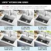 imageDELTA FAUCET Delta Lenta 32inch Undermount 16 Gauge Stainless Steel Double Bowl Kitchen Sink with Accessories 95303432D6SS Satin 32 Inch  Double Bowl