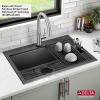imageDELTA FAUCET Delta Rivet 30 Inch Black Stainless Steel DropIn Top Mount 16 Gauge Workstation Kitchen Sink Single Bowl in PVD Gunmetal Finish with WorkFlow Ledge and Accessories 95A9031T30SGSGunmetal