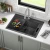 imageDELTA FAUCET Delta Rivet 30 Inch Black Stainless Steel DropIn Top Mount 16 Gauge Workstation Kitchen Sink Single Bowl in PVD Gunmetal Finish with WorkFlow Ledge and Accessories 95A9031T30SGSGunmetal