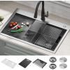 imageDELTA FAUCET Delta Rivet 30 Inch Black Stainless Steel DropIn Top Mount 16 Gauge Workstation Kitchen Sink Single Bowl in PVD Gunmetal Finish with WorkFlow Ledge and Accessories 95A9031T30SGSStainless Steel