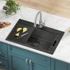imageDELTA FAUCET Delta Rivet 33 Inch Black Stainless Steel DropIn Top Mount 16 Gauge Workstation Kitchen Sink Single Bowl in PVD Gunmetal Finish with WorkFlow Ledge and Accessories 95A9031T33SGS