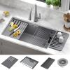 imageDELTA FAUCET Everest 30inch Granite Composite Workstation Kitchen Sink Undermount Single Bowl with WorkFlow Ledge and Accessories in Dark Grey 75B93330SDGDark Grey
