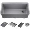 imageDELTA FAUCET Everest 30inch Granite Composite Workstation Kitchen Sink Undermount Single Bowl with WorkFlow Ledge and Accessories in Dark Grey 75B93330SDGDark Grey