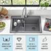 imageDELTA FAUCET Everest 30inch Granite Composite Workstation Kitchen Sink Undermount Single Bowl with WorkFlow Ledge and Accessories in Dark Grey 75B93330SDGDark Grey