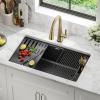 imageDELTA FAUCET Everest 30inch Granite Composite Workstation Kitchen Sink Undermount Single Bowl with WorkFlow Ledge and Accessories in Dark Grey 75B93330SDGDark Grey