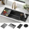 imageDELTA FAUCET Everest 30inch Granite Composite Workstation Kitchen Sink Undermount Single Bowl with WorkFlow Ledge and Accessories in Dark Grey 75B93330SDGDark Grey