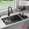 imageDELTA FAUCET Everest 30inch Granite Composite Workstation Kitchen Sink Undermount Single Bowl with WorkFlow Ledge and Accessories in Dark Grey 75B93330SDGBlack