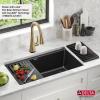 imageDELTA FAUCET Everest 30inch Granite Composite Workstation Kitchen Sink Undermount Single Bowl with WorkFlow Ledge and Accessories in Dark Grey 75B93330SDGDark Grey