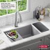 imageDELTA FAUCET Everest 30inch Granite Composite Workstation Kitchen Sink Undermount Single Bowl with WorkFlow Ledge and Accessories in Dark Grey 75B93330SDGDark Grey