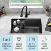 imageDELTA FAUCET Everest 30inch Granite Composite Workstation Kitchen Sink Undermount Single Bowl with WorkFlow Ledge and Accessories in Dark Grey 75B93330SDGBlack