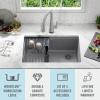 imageDELTA FAUCET Everest 30inch Granite Composite Workstation Kitchen Sink Undermount Single Bowl with WorkFlow Ledge and Accessories in Dark Grey 75B93330SDGDark Grey